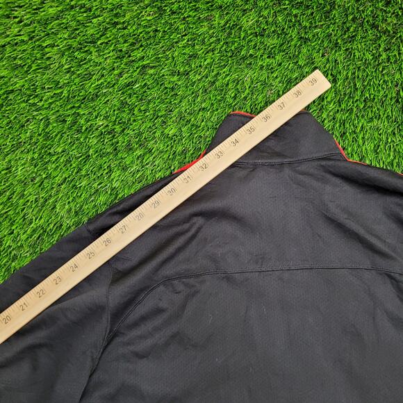 NIKE Fit-Dry 1/4 Zip Track Jacket Large 23x28 Black Red - Picture 3 of 14